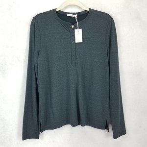 NEW Marine Layer Men's Henley Top Crew Neck Pullover in Gray (medium)